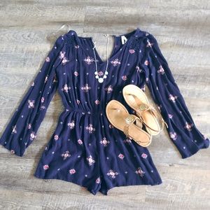 Long Sleeve Blue Romper